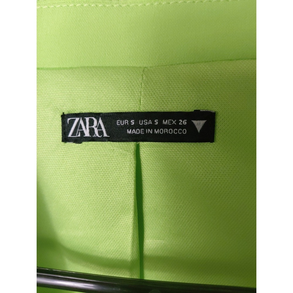 Zara Neon Green Wrap Around Drawstring Cropped Blazer Size S Bnwt - Picture 3 of 5